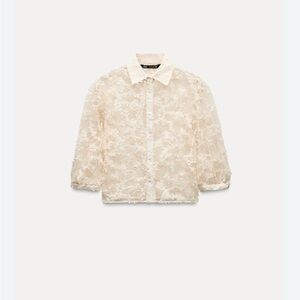 NWT! Zara lace button up top. Cream color, size medium